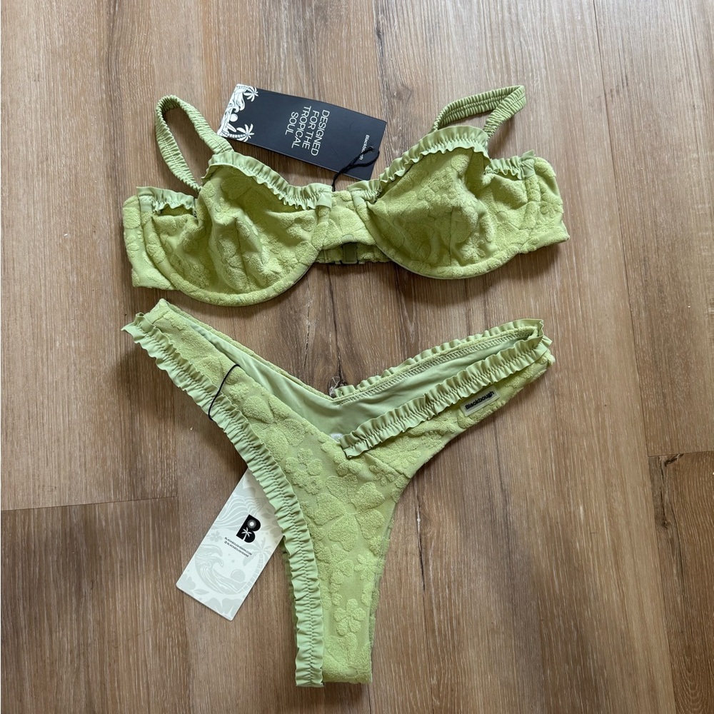 Blackbough Light Green Textured Bikini